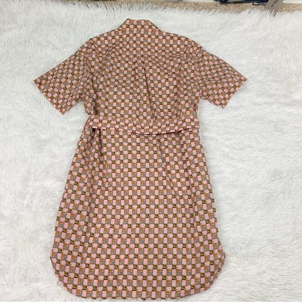 Burberry short sleeve checkered‎ shirt Dress tie waist front pockets - Picture 2 of 9